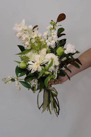 Large Bouquet of Fresh Neutral Flowers of white and green seasonable flowers. Same Day Wellington Delivery Florist.