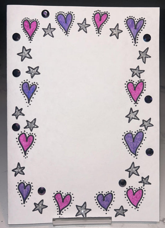 Handmade Card - Love Hearts Pink